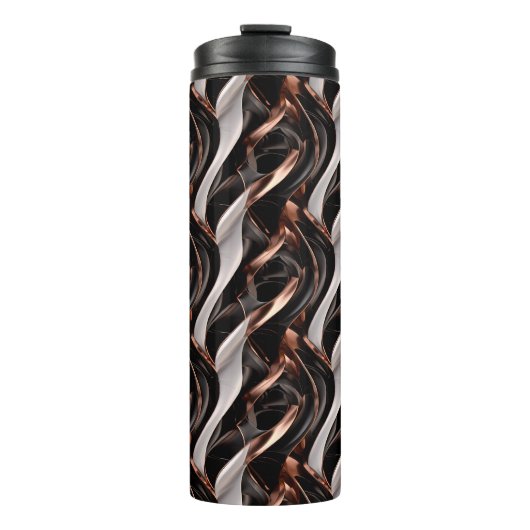 Zwart, wit en koper Abstracte 3D-illusie Thermosbeker (Voorkant)