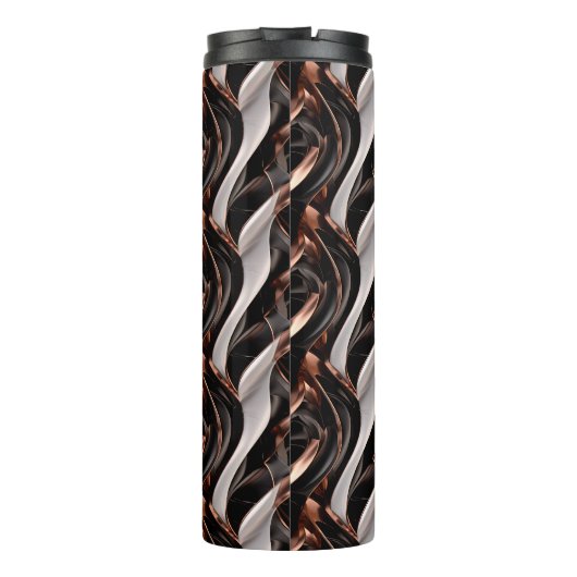 Zwart, wit en koper Abstracte 3D-illusie Thermosbeker (Achterkant)