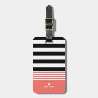 Zwart, wit en levend koraal, gepersonaliseerd bagagelabel