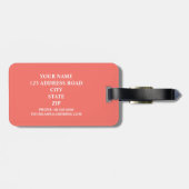 Zwart, wit en levend koraal, gepersonaliseerd bagagelabel (Achterkant horizontaal)