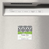 Zwart, Wit en Lime Damast Huwelijksgunst Magneet (Insitu (Vaatwasser))