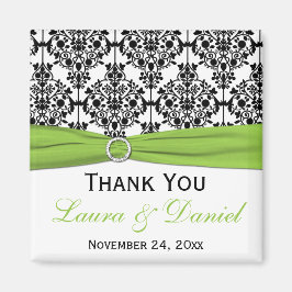 Zwart, Wit en Lime Damast Huwelijksgunst Magneet