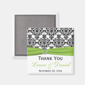 Zwart, Wit, en Limoen Damast Trouw Favoriet Magnee Magneet (Voorkant / Achterkant)