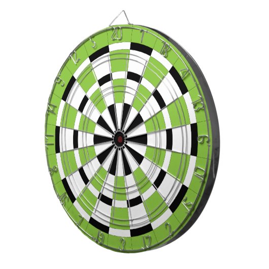 Zwart wit en Limoen dartboard Dartbord (Voorkant Rechts)