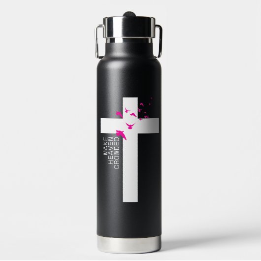 Zwart Wit en Magenta Minimalistisch Christelijk Waterfles (Voorkant)