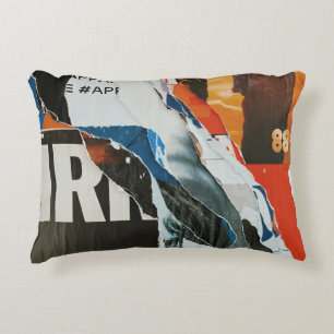 Zwart wit en oranje abstract schilderij accent kussen