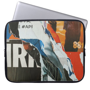 Zwart wit en oranje abstract schilderij laptop sleeve