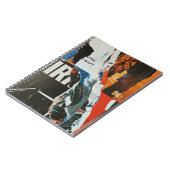 Zwart wit en oranje abstract schilderij notitieboek (Linkerzijde)