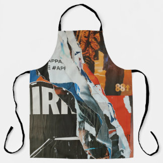 Zwart wit en oranje abstract schilderij schort