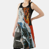 Zwart wit en oranje abstract schilderij schort (Insitu)