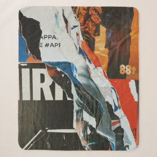 Zwart wit en oranje abstract schilderij sherpa deken