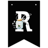 Zwart wit en Oranje geïllustreerd Halloween Buntin Vlaggetjes (Derde vlag)