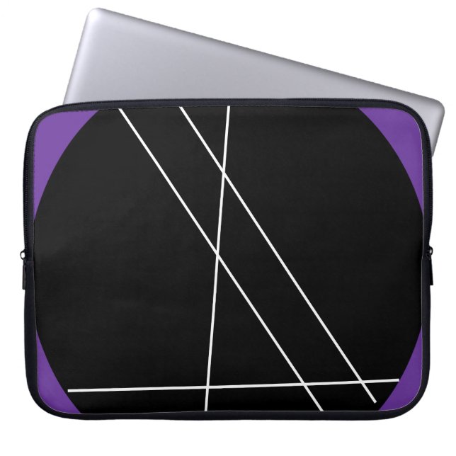 Zwart, wit en paars abstract. laptop sleeve (Voorkant)