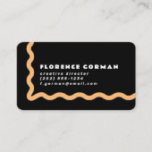 Zwart Wit en Pastel Sinaasappel Wavy Lijst Visitekaartje (Voorkant)