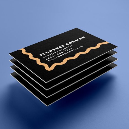 Zwart Wit en Pastel Sinaasappel Wavy Lijst Visitekaartje