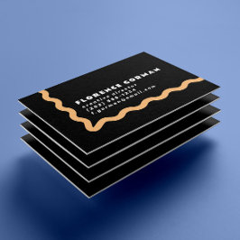 Zwart Wit en Pastel Sinaasappel Wavy Lijst Visitekaartje