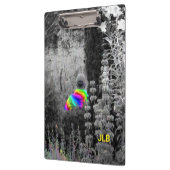 Zwart wit en regenboog tuin bezoeker klembord (Links)