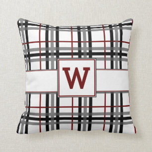 Zwart wit en rode halve bol kussen