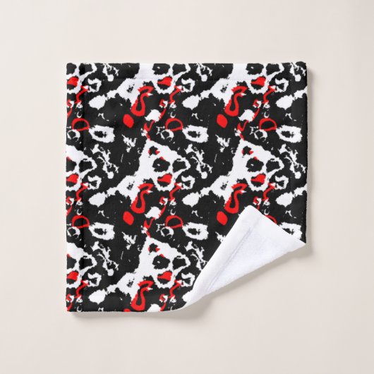 Zwart wit en rood Abstract Bad Handdoek (Wasdoekje)