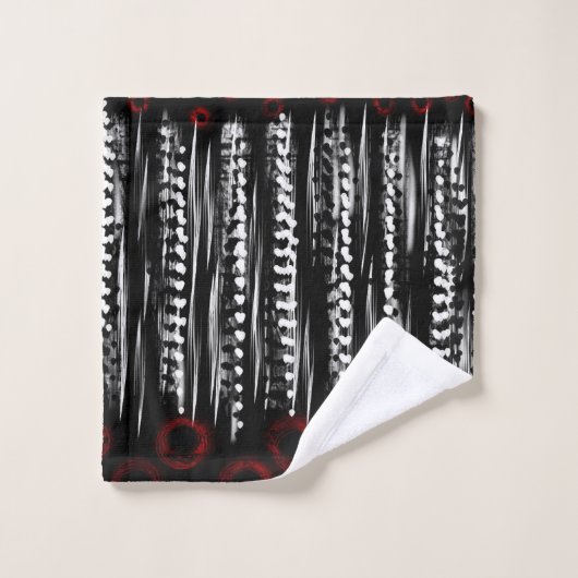 zwart wit en rood abstract bad handdoek (Wasdoekje)