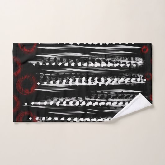 zwart wit en rood abstract bad handdoek (Handdoek)