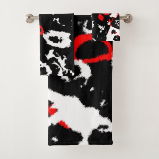 Zwart wit en rood abstract bad handdoek (Insitu)