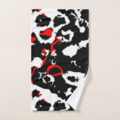 Zwart wit en rood abstract bad handdoek (Handdoek)