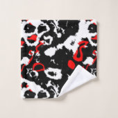Zwart wit en rood abstract bad handdoek (Wasdoekje)