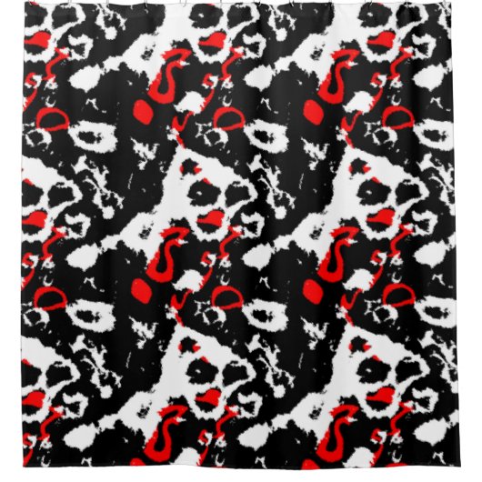 Zwart wit en rood Abstract Douchegordijn (Voorkant)