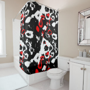 Zwart wit en rood Abstract Douchegordijn