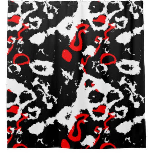 Zwart wit en rood Abstract Douchegordijn (Voorkant)