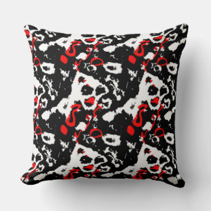 Zwart wit en rood Abstract Kussen