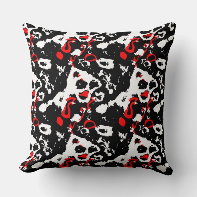 Zwart wit en rood Abstract Kussen (Voorkant)