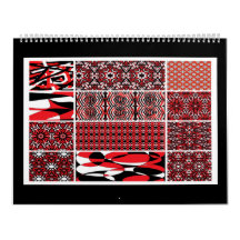 Zwart, wit en rood abstracte kunst 12 pagina kalen