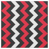 Zwart Wit en Rood Chevron Stof (Close Up)