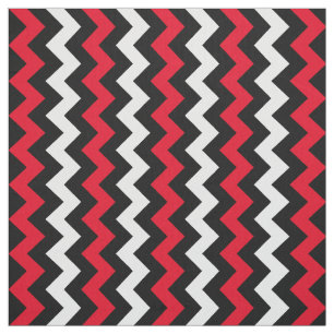 Zwart Wit en Rood Chevron Stof