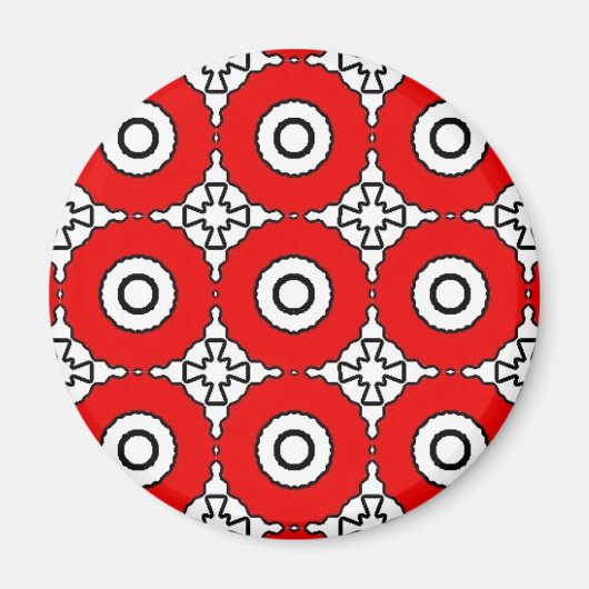 Zwart, wit en rood cirkels magneet (Voorkant)