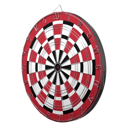 Zwart wit en rood dartboard dartbord (Voorkant Rechts)