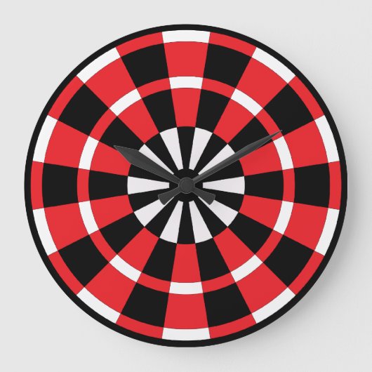 Zwart wit en rood dartboard grote klok (Voorkant)
