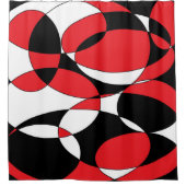 Zwart, wit en rood douchegordijn (Voorkant)