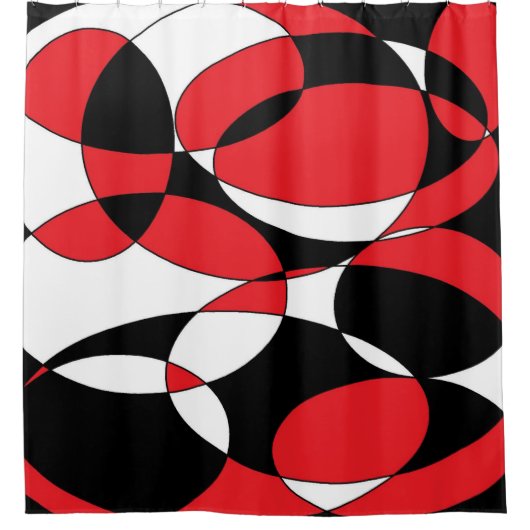 Zwart, wit en rood douchegordijn (Voorkant)