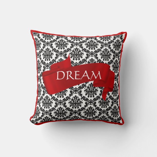 Zwart, wit en rood, dunne Pillow 2, SPLIT SIDES Kussen (Voorkant)