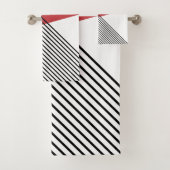 Zwart, wit en rood eenvoudige geometrische kunst bad handdoek (Insitu)