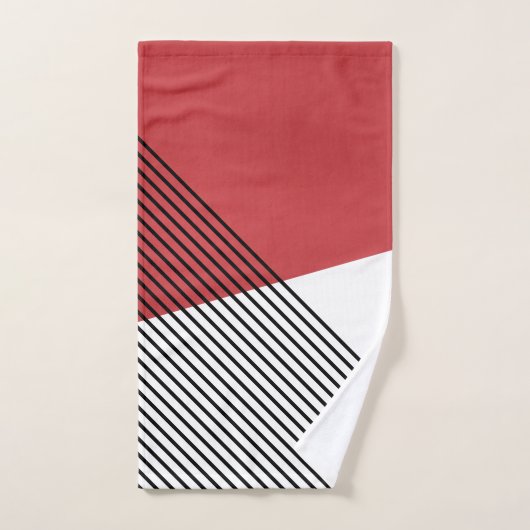 Zwart, wit en rood eenvoudige geometrische kunst bad handdoek (Handdoek)
