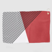 Zwart, wit en rood eenvoudige geometrische kunst golfhanddoek (Horizontaal)