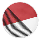 Zwart, wit en rood eenvoudige geometrische kunst keramische knop (Voorkant)