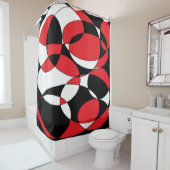 Zwart, wit en rood elliptisch douchegordijn (In situ)