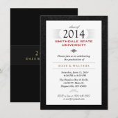 Zwart wit en rood formeel Afstudeerder uitnodigen Kaart (Voorkant / Achterkant)