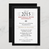 Zwart wit en rood formeel Afstudeerder uitnodigen Kaart (Voorkant / Achterkant)