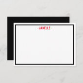 Zwart, wit en rood, gepersonaliseerd, gepersonalis kaart (Voorkant / Achterkant)